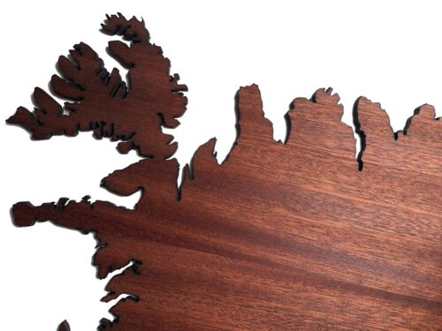 REAL WOOD ISLANDA Map Mahogany 4mm., Wall Art, Apartment Decor, Map Board - Image 5