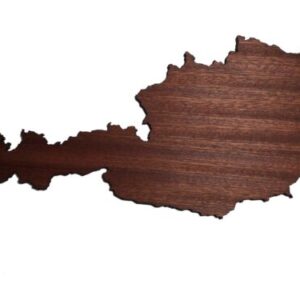 REAL WOOD AUSTRIA Map Mahogany 4mm., Wall Art, Apartment Decor, Map Board